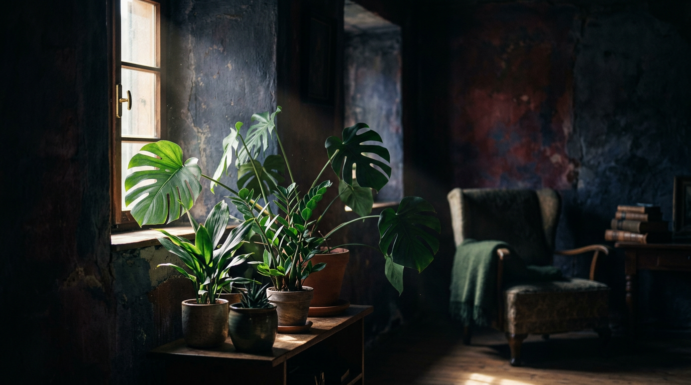dunkle räume zimmerpflanzen wenig licht