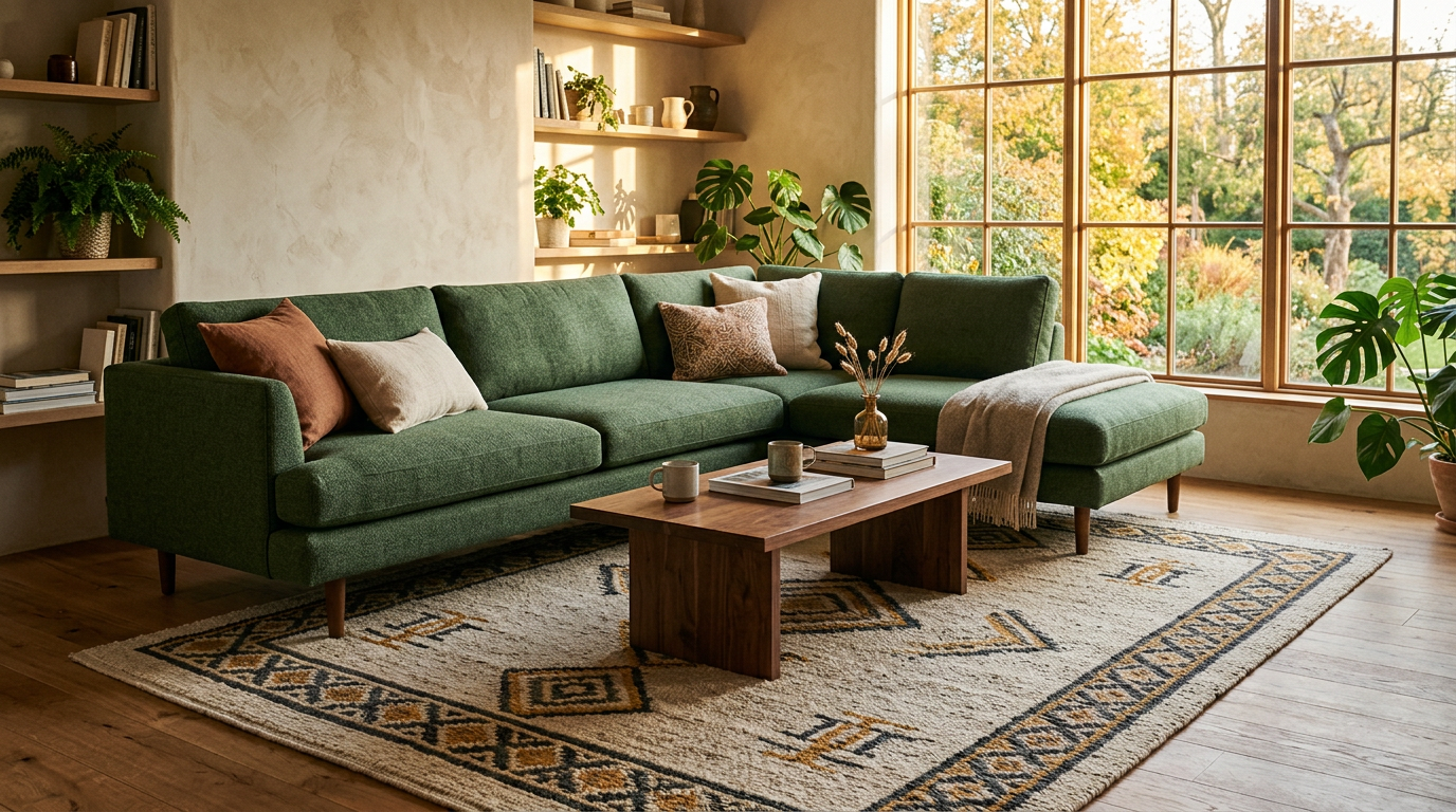 richtig platzieren teppich unter sofa