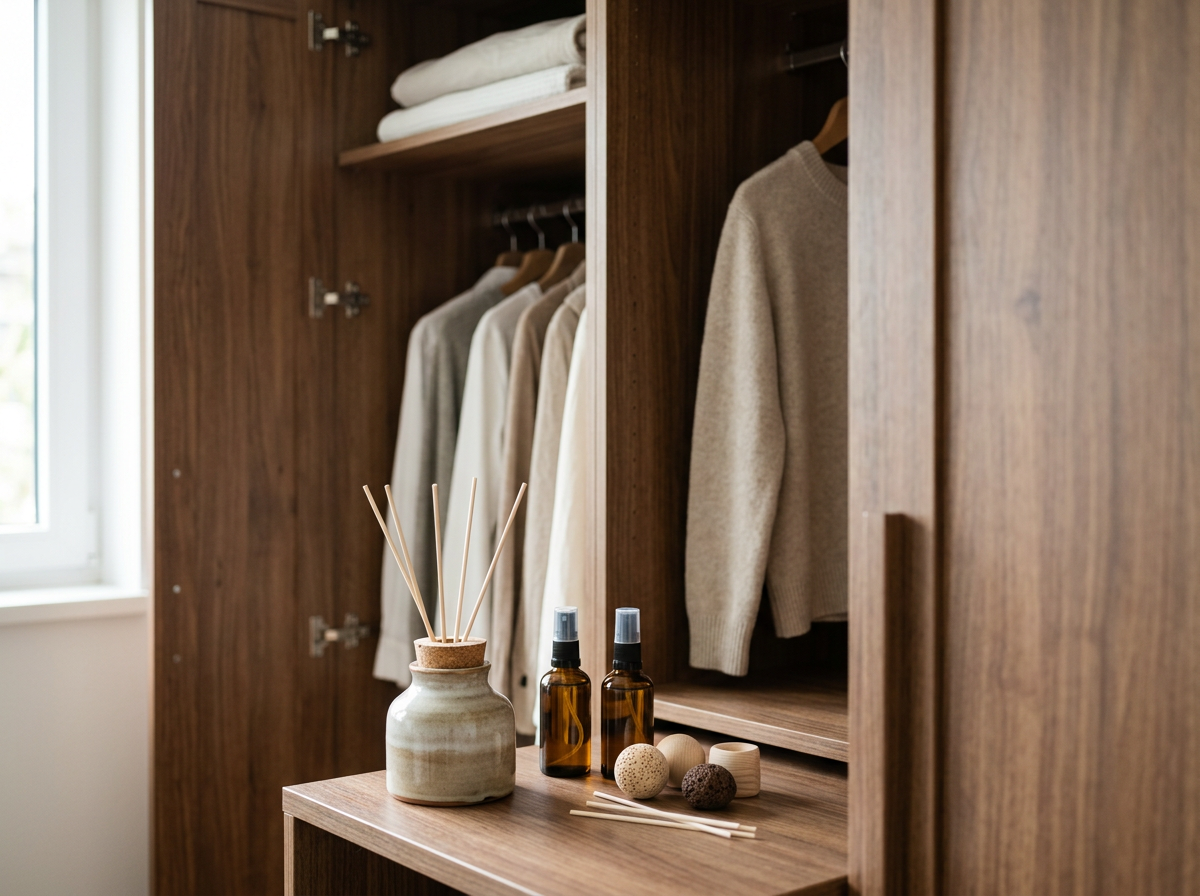 Frisch organisierter Kleiderschrank