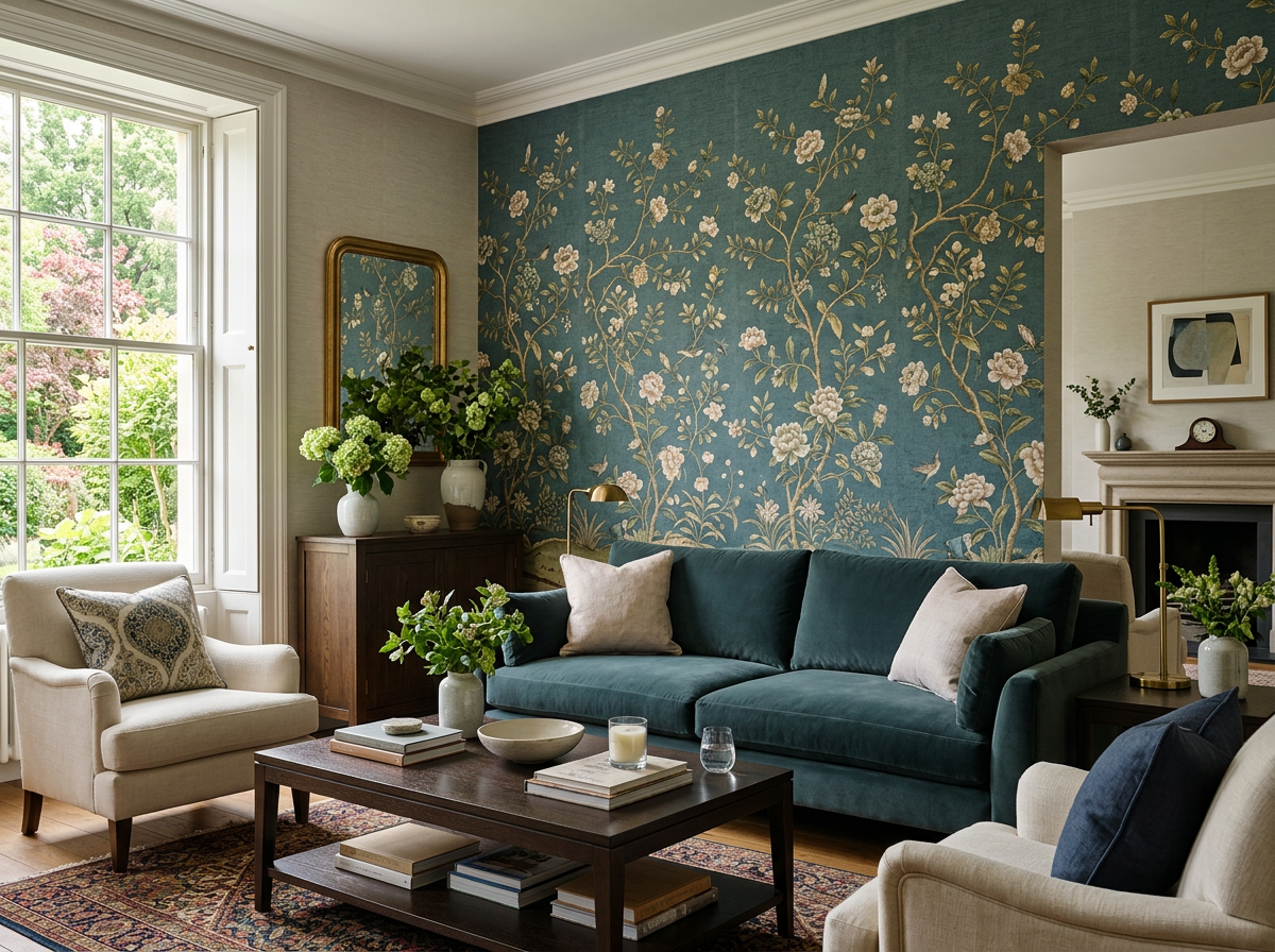 elegante wohnzimmer tapeten ideen