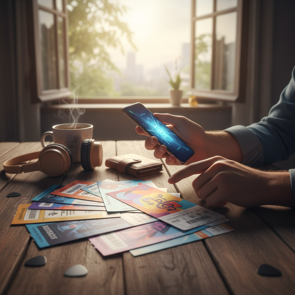 Konzertkarten dekorativ aufhängen mit Fotos und Notizen