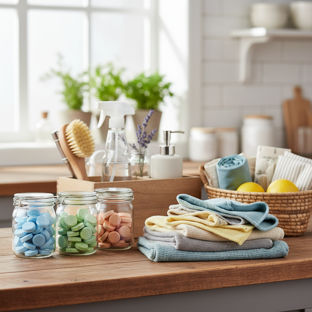 Person sortiert Gegenstände in Kisten, um Ordnung im Haushalt zu schaffen