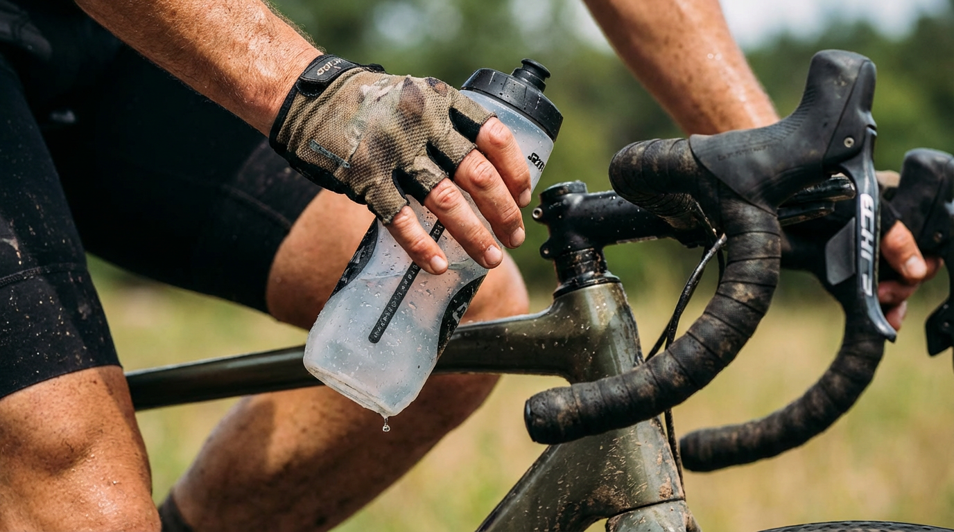 Sportler trinkt Wasser aus einer Flasche zur optimalen Flüssigkeitszufuhr Sport