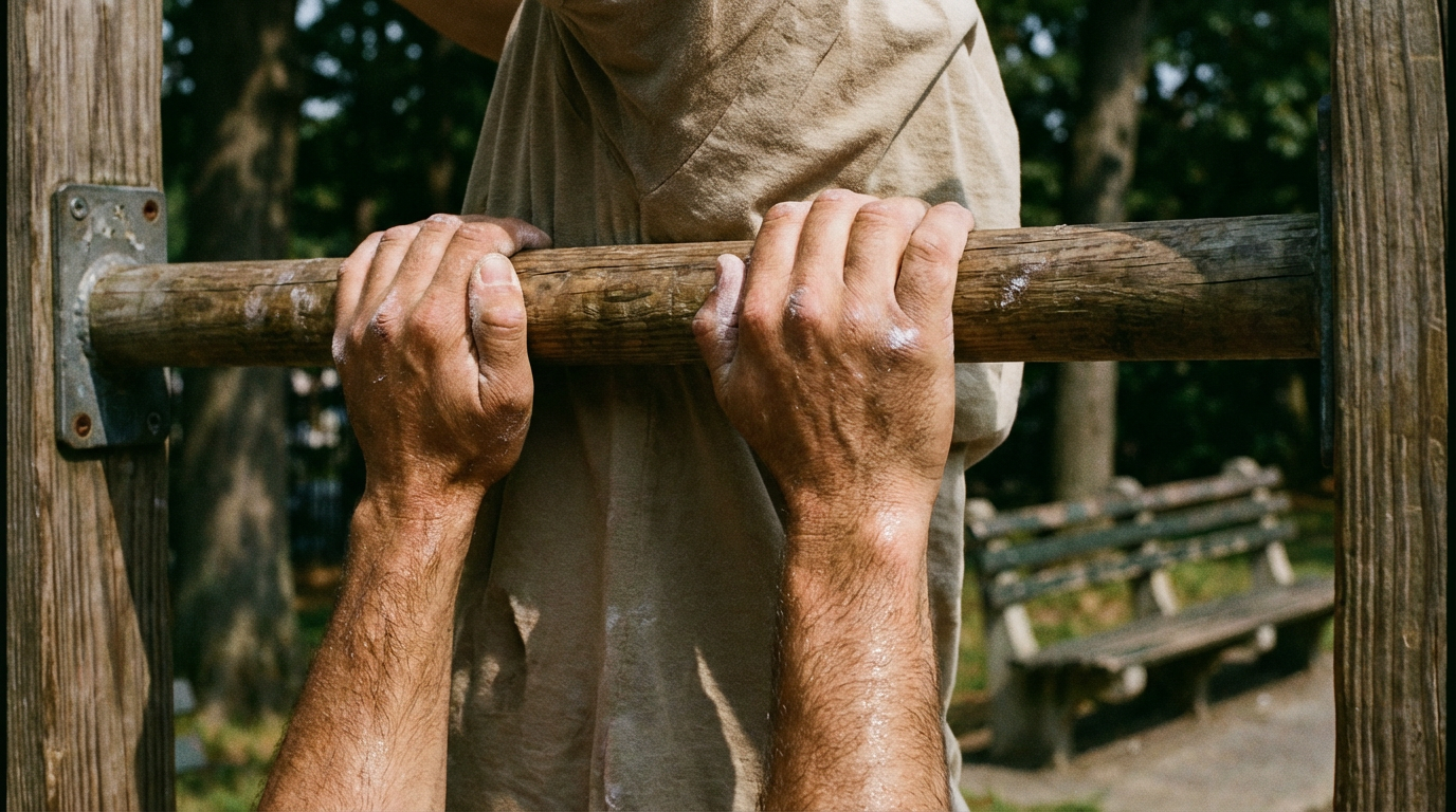 Sportler führt effektive Bodyweight Training Übungen im Freien aus