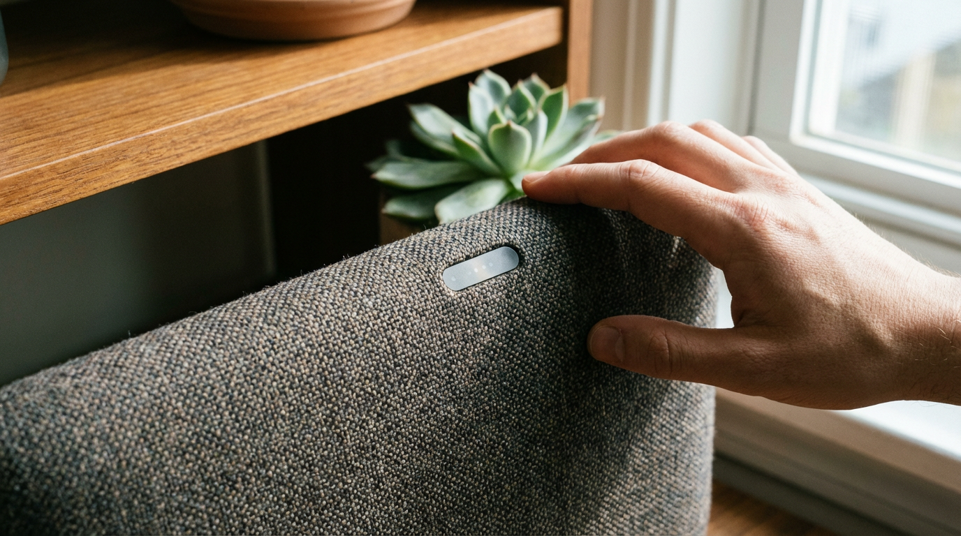 Moderne Smart Home Systeme zur Steuerung von Licht und Heizung im Wohnzimmer