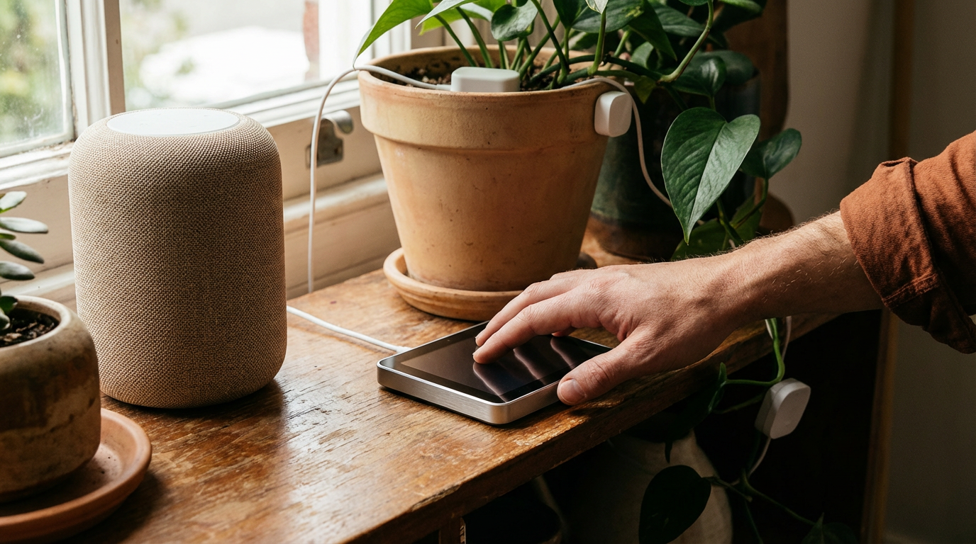 Smart Home einfach erklärt: Vernetzte Geräte in einem modernen Wohnzimmer