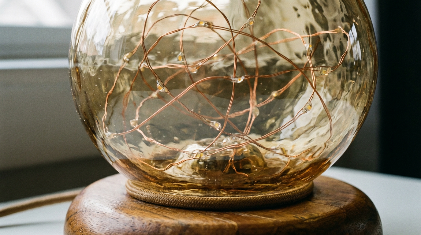 Verschiedene smarte Lampen in einer modernen Wohnzimmerumgebung mit App-Steuerung