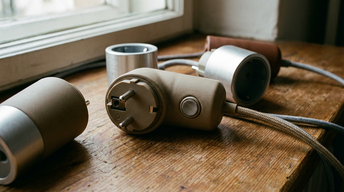 Smarte Steckdosen in einer modernen Wandsteckdose mit App-Steuerung auf einem Smartphone