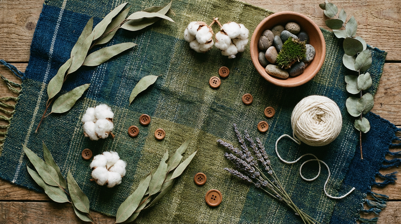 Nachhaltige Mode Labels aus Bio-Baumwolle hängen an einer Kleiderstange