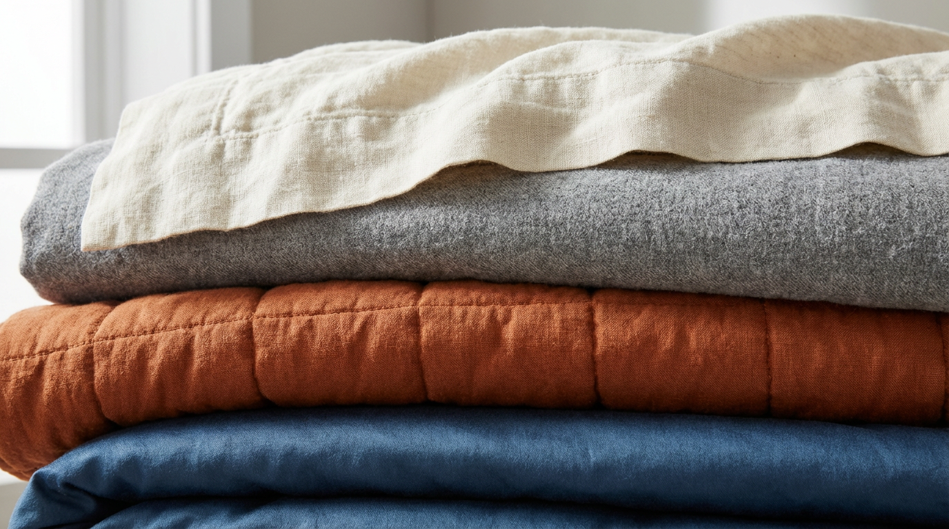 Detaillierter Bettwäsche Materialien Vergleich zwischen Leinen, Baumwolle und Satin Stoffen