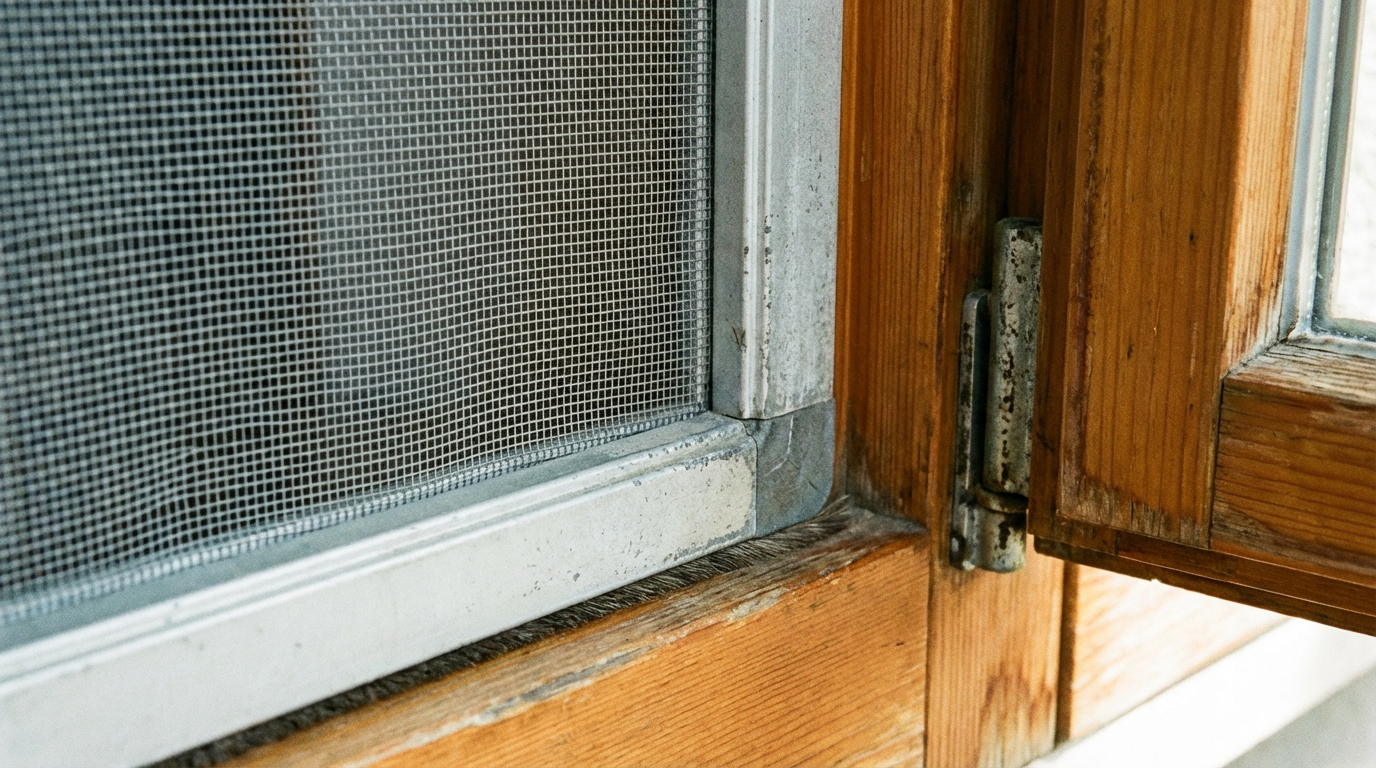 Moderne Insektenschutz Schiebetür an einer großen Terrassenfront aus Glas