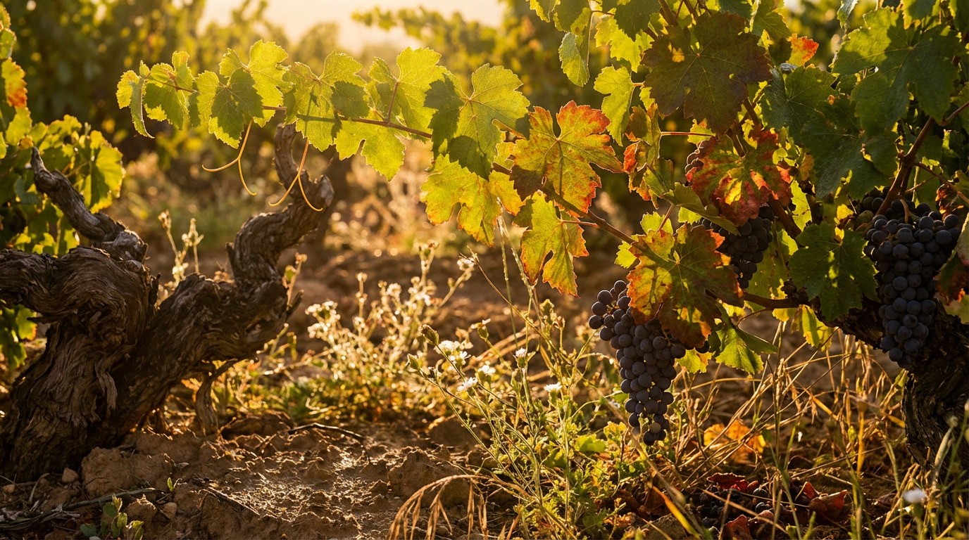 Weinberge in der Rioja mit verschiedenen spanischen Weinsorten