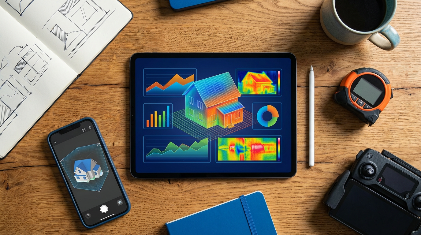 Professioneller Gutachter prüft Unterlagen um ein Haus schätzen lassen zu können