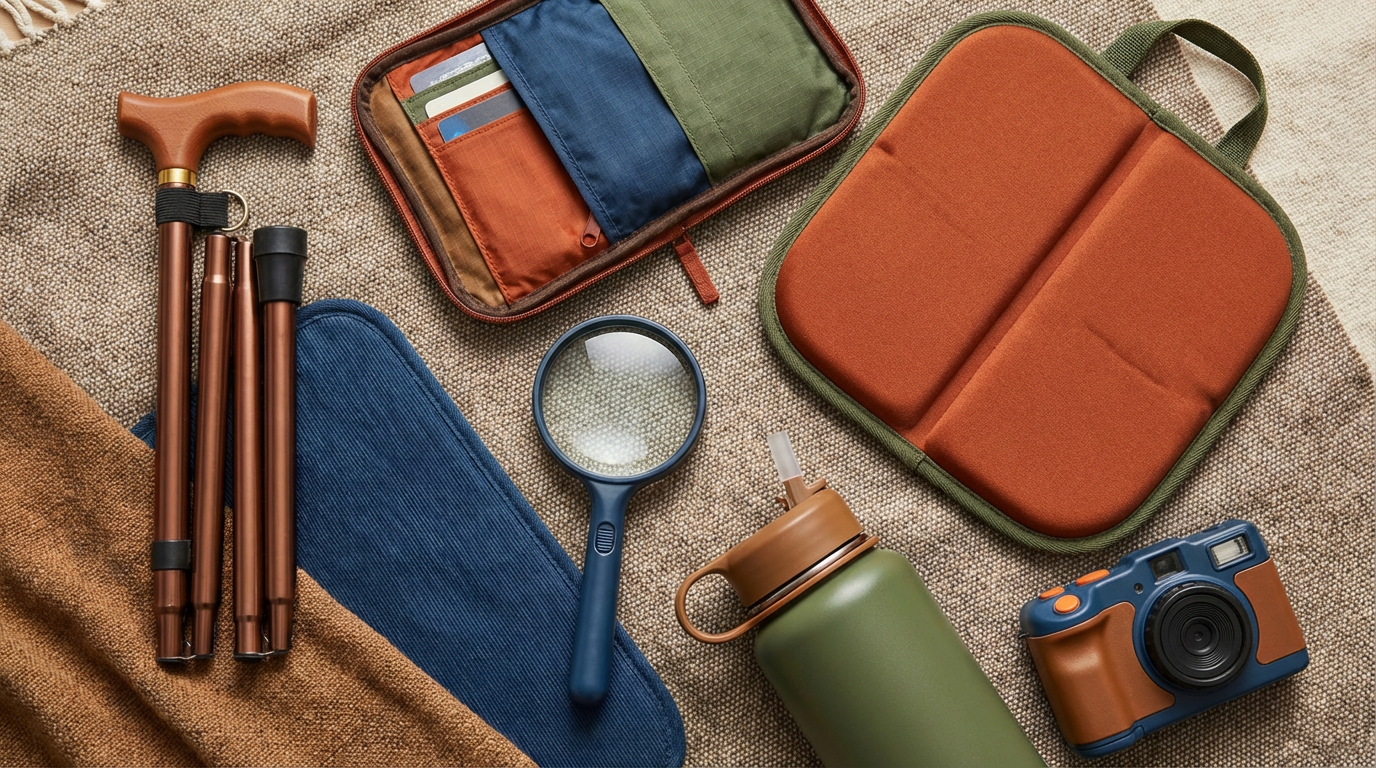 Barrierefreie Strandpromenade mit Rollstuhlrampe und Senioren beim Spaziergang