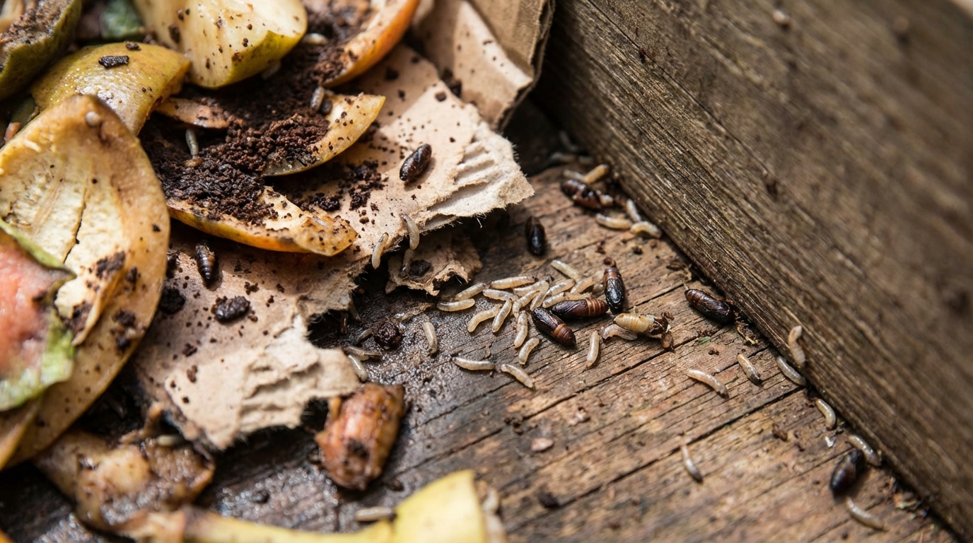 Nahaufnahme einer Stubenfliege auf einer Oberfläche zur Verdeutlichung der Fliegenplage Ursachen