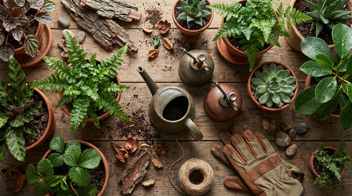 Gießkanne bewässert den Wurzelbereich einer grünen Gartenpflanze richtig