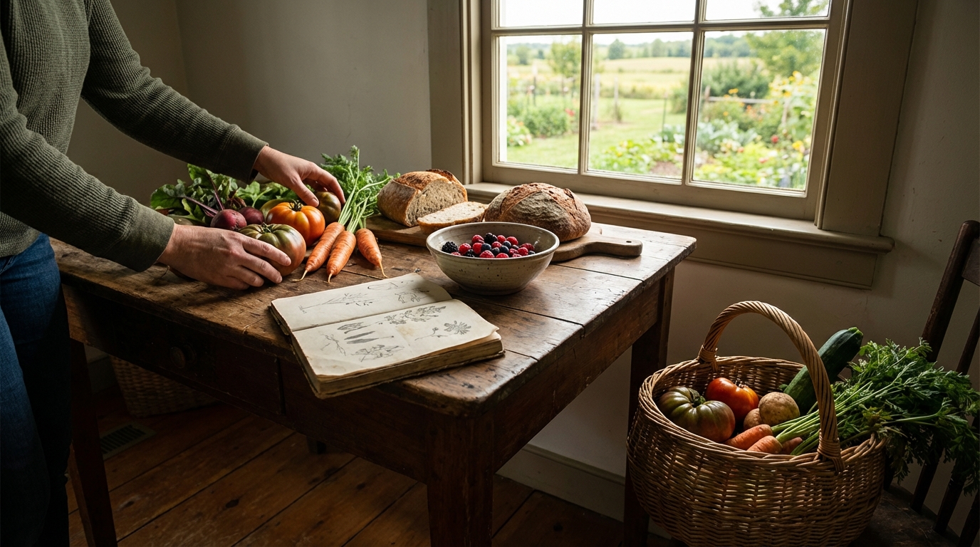 Frisches regionales Gemüse in einer Holzkiste auf einem Bauernmarkt zeigt die regionale Lebensmittel Vorteile
