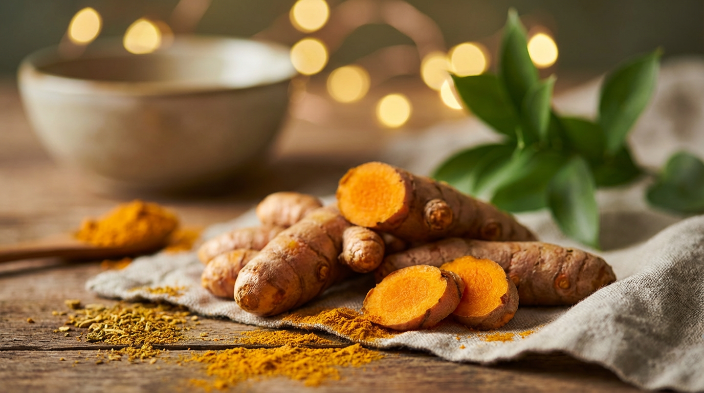 Goldene Milch mit Kurkuma und Gewürzen in einem Glas