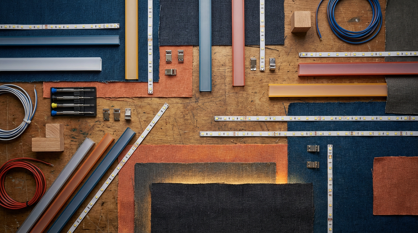 Indirekte Beleuchtung Installation mit LED-Strips in einer Deckenfuge