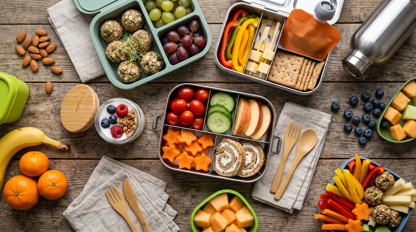 Gesunde Snacks für unterwegs Kinder – thematisch passendes Beitragsbild