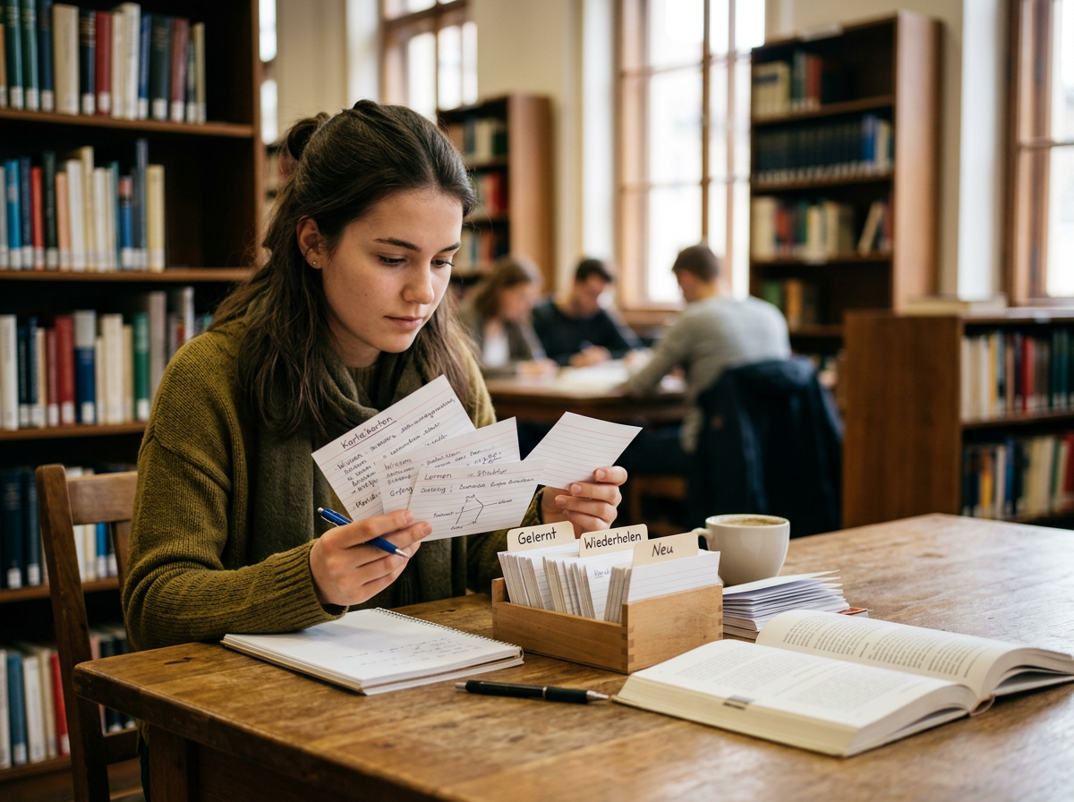 lernen mit karteikarten – thematisch passendes Beitragsbild