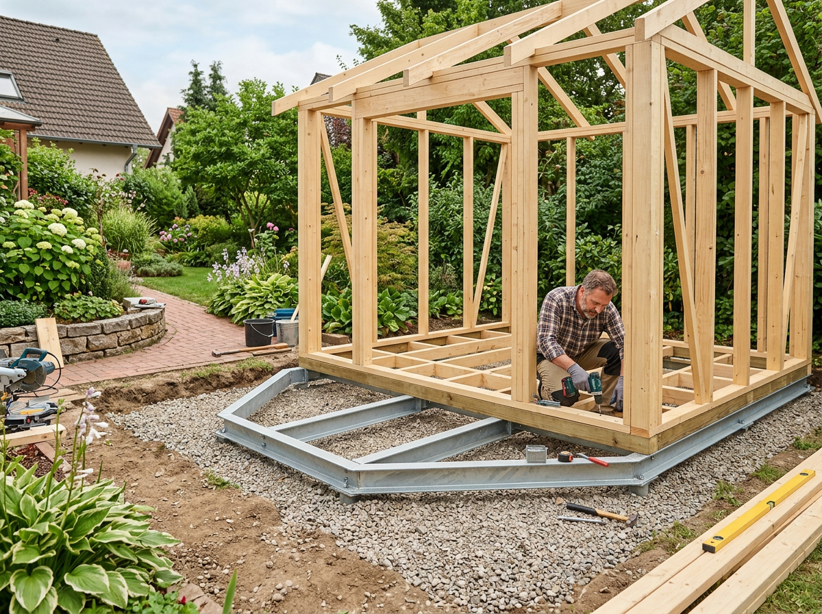 gartenhaus metall fundament bauen – thematisch passendes Beitragsbild